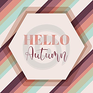Hello autumn background. Seamless stripped pattern background. Autumnal colors. Vector illustration, flat design