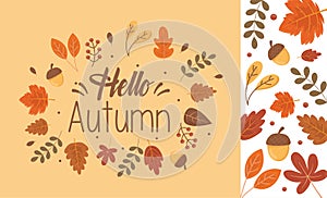 Hello autumn banner season design