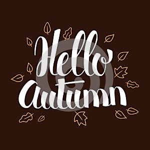 Hello Autumn, Calligraphy season banner design, illustration