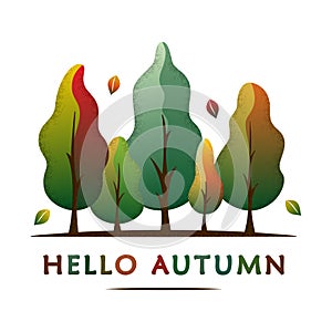 Hello autumn - creative concept with fall leaves and forest