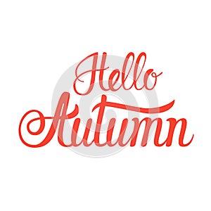 Hello Autumn Fall Text Banner Over White Background