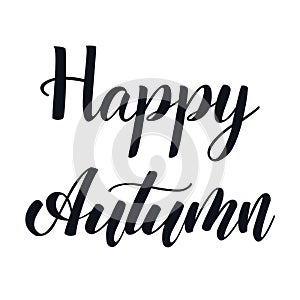 Hello autumn hand lettering phrase. Black and white