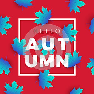 Hello autumn promotion web banner with floral pattern. Promo