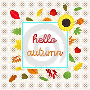 Hello autumn vector banner or poster gradient flat style design vector illustration