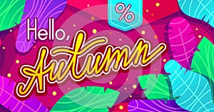Hello, Autumn vector trendy design for website and print.
