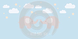hello baby boy greeting card with elephant