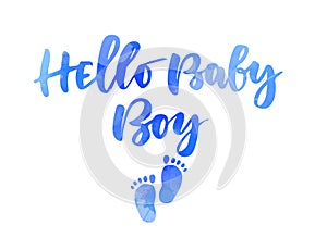 Hello baby boy handwritten lettering