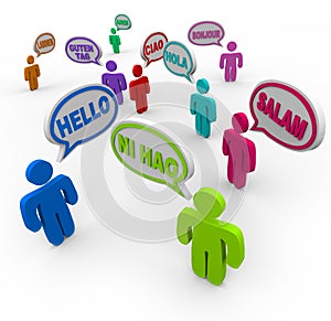 Hello in Different International Languages Greeting People photo