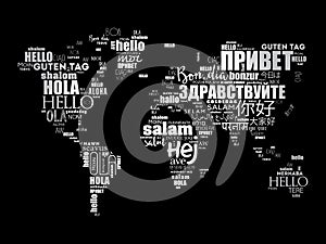 Hello in different languages word cloud