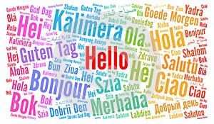 Hello in different languages word cloud photo