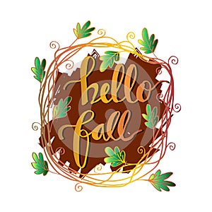 Hello Fall hand lettering calligraphy.