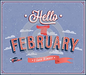 Hello february typographic design.