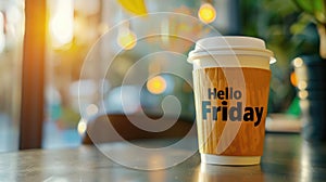 hello friday coffee cup AI generated