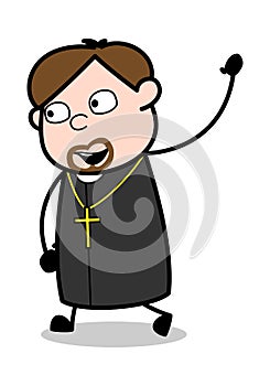 Hello Gesture - Cartoon Priest Religious Vector Illustration