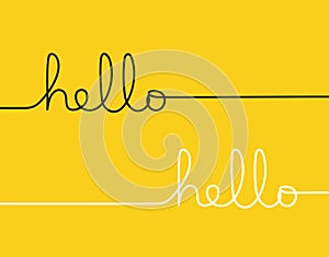 HELLO handwritten inscription continuous one line drawing isolated vector illustration