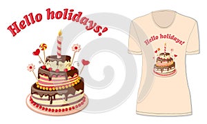Hello holidays with t-shirt`s mock-up