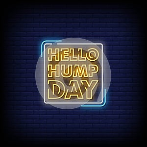 Hello Hump Day Neon Signs Style Text Vector