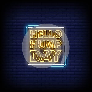 Hello Hump Day Neon Signs Style Text Vector photo