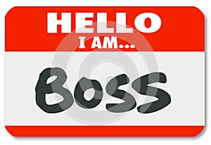 Hello I Am Boss Nametag Sticker Supervisor Authority