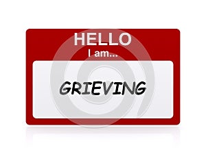 Hello i am grieving Name Tag photo