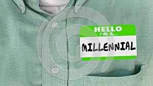 Hello I am a Millennial Generation Y Nametag Sticker photo