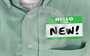 Hello I am New Words Sticker Name Tag