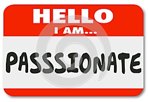 Hello I Am Passionate Words Nametag Sticker