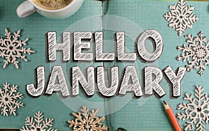 Hello January greeting card