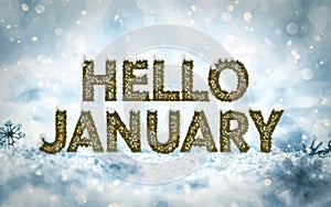 Hello January greeting card