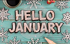 Hello January greeting card