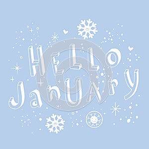 Hello January greeting card