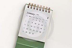 Hello January. January 2024 calendar for planning on a white background.