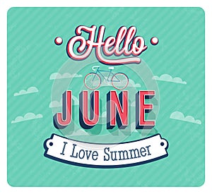 Hello june typographic design.