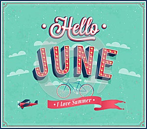 Hello june typographic design. photo