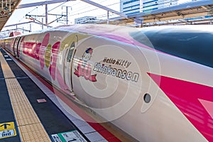 Hello Kitty Shinkansen bullet train, service on Sanyo Shinkansen line