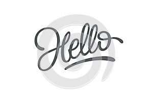 Hello Lettering on white isolated background. Typography for logo design, sticker, badge, banner, greeting, poster