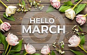 Hello March greeting card