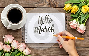 Hello March greeting card