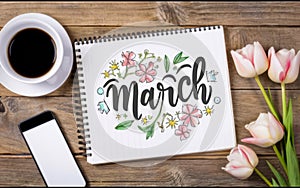 Hello March greeting card