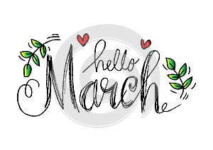 Hello March lettering