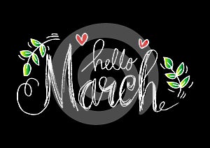 Hello March lettering