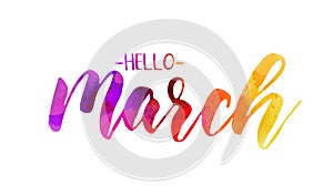 Hello March lettering - spring concept background