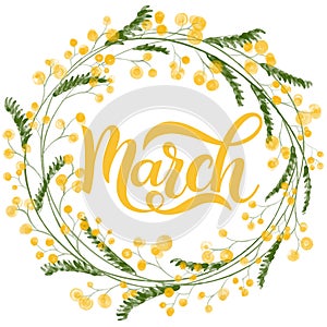 Hello March spring lettering