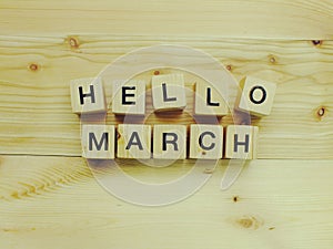 hello march wooden block with filter color effect