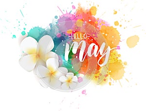 Hello May - floral spring concept background