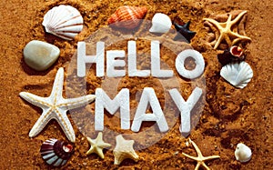 Hello May Greeting Card with Beach Theme