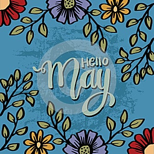 Hello May hand lettering greeting card.