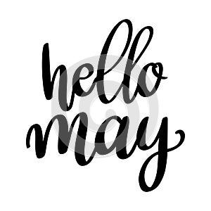 Hello may. Lettering phrase isolated on white