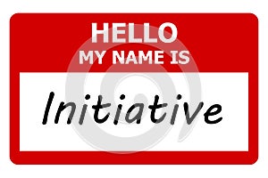 hello my name is initiative tag on white