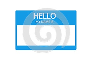 Hello, my name is introduction blue flat label